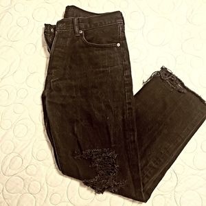 VINTAGE Black 501 levis.  Cropped and distressed